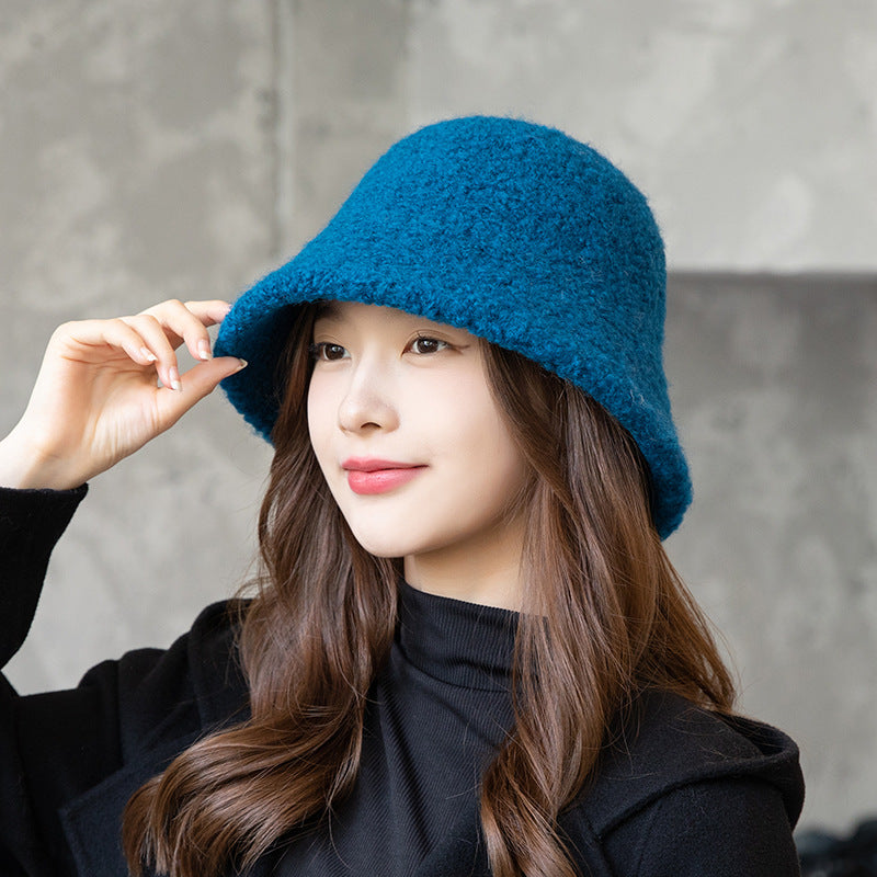 Women Winter Solid Korean Style Wool Hat