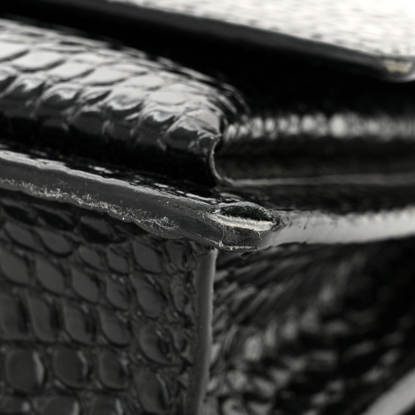 Calfskin Crocodile Embossed Medium Monogram Sunset Black