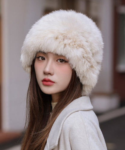 Boutique Brown Rabbit Hair Winter Warm Bucket Hat