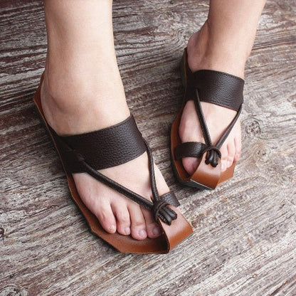 2022 Casual Retro Leather Handmade Slippers Plus Size