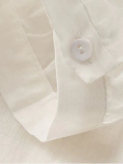 Embroidered 3/4 Sleeve Casual Linen Shirt Top With A Patch Pocket