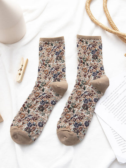 5 Pairs Winter Women Thick Retro Socks