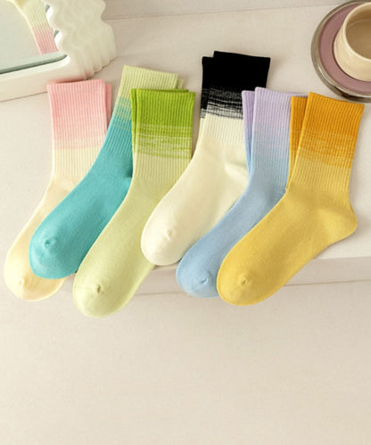 Fall Winter Gradient Color Mid Calf Socks Sports Socks