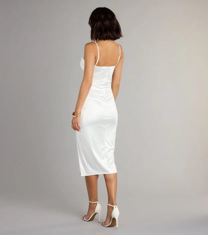 Melody Satin Slit Midi Formal Dress