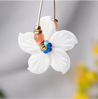 Long Shell Flower Tassel Earrings