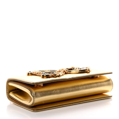 Metallic Calfskin DG Girls Shoulder Bag Gold
