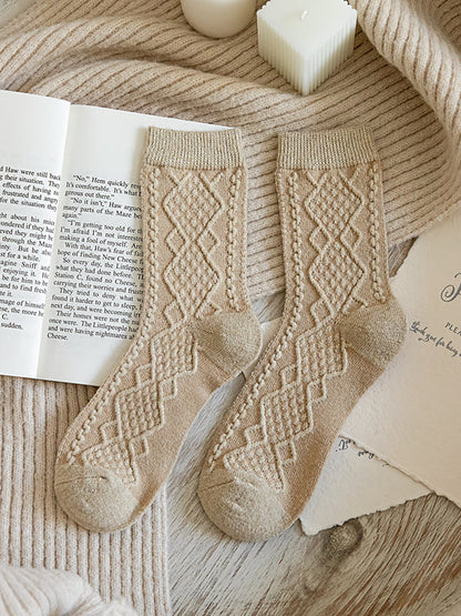 8 Pairs Wool Vintage Solid Women Socks