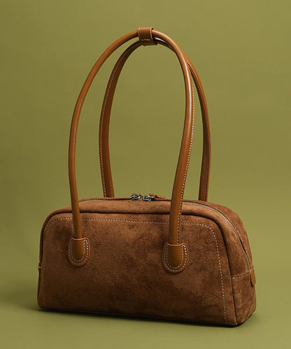 Retro Brown Solid Durable Faux Leather Womens Shoulder Bags