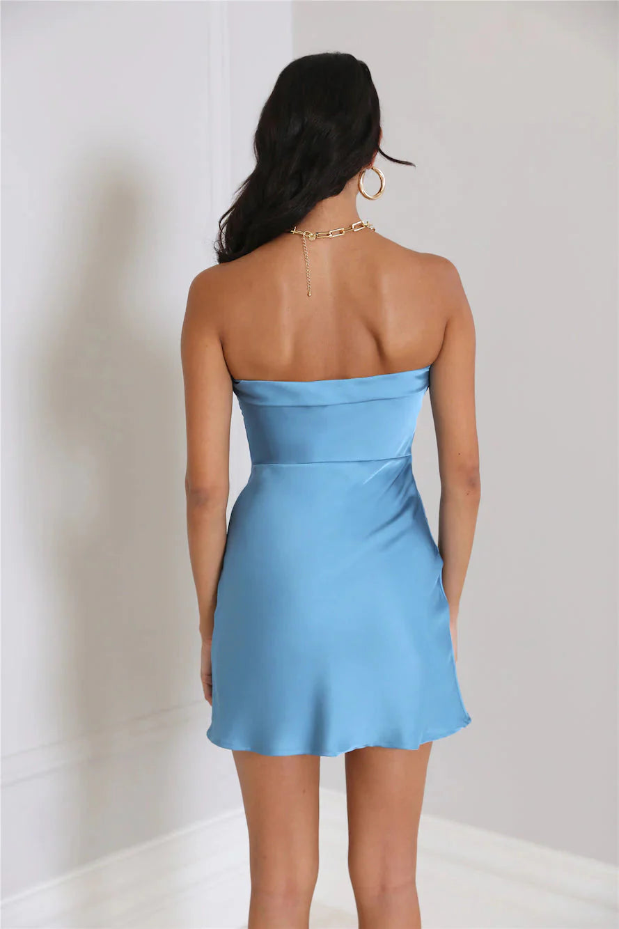 Style Slip Satin Mini Dress Blue