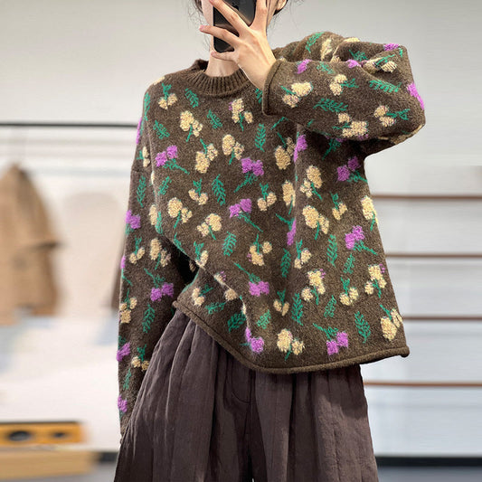 Vintage Jacquard Knitted Pullover Sweater