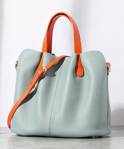 Classy Grey Versatile Durable Calf Leather Tote Bag