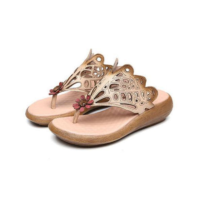 Women 2022 Casual Leather Shoes Beige Portable Slippers