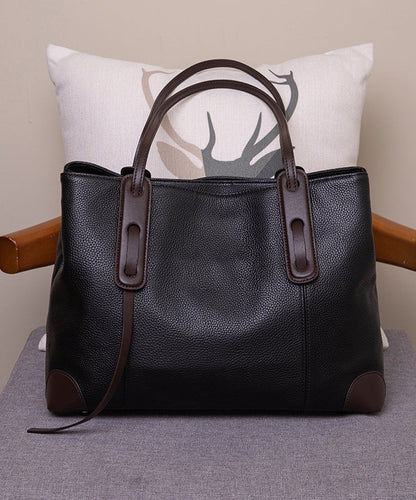 Simple Black Coffee Large Capacity Faux Leather Shoulder Bag