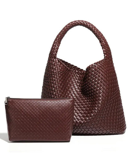 Fashion Mulberry Handmade Weave Durable Leather Tote Handbag