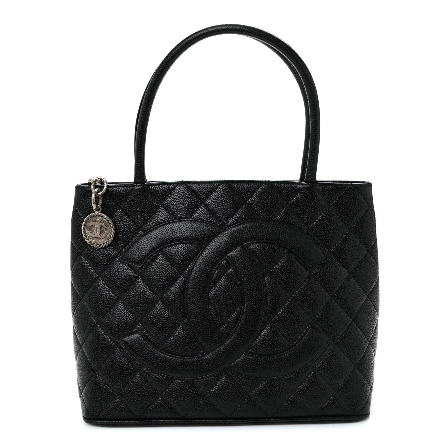 Caviar Quilted Medallion Tote Black