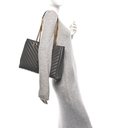 Grain De Poudre Matelasse Chevron Monogram Shopping Bag Fog