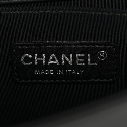 Calfskin Quilted Small Boy Flap Black