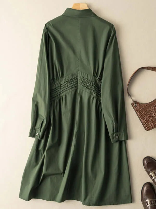 Classic High-waisted Mid-length Loose Casual Shirt Dress