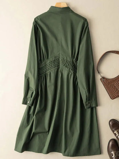 Classic High-waisted Mid-length Loose Casual Shirt Dress