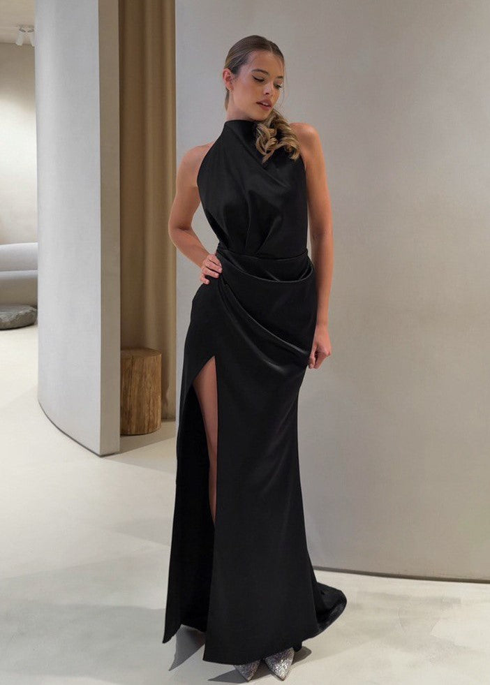 Sexy Sleeveless Halter High Slit Dress