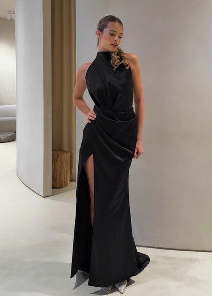 Sexy Sleeveless Halter High Slit Dress
