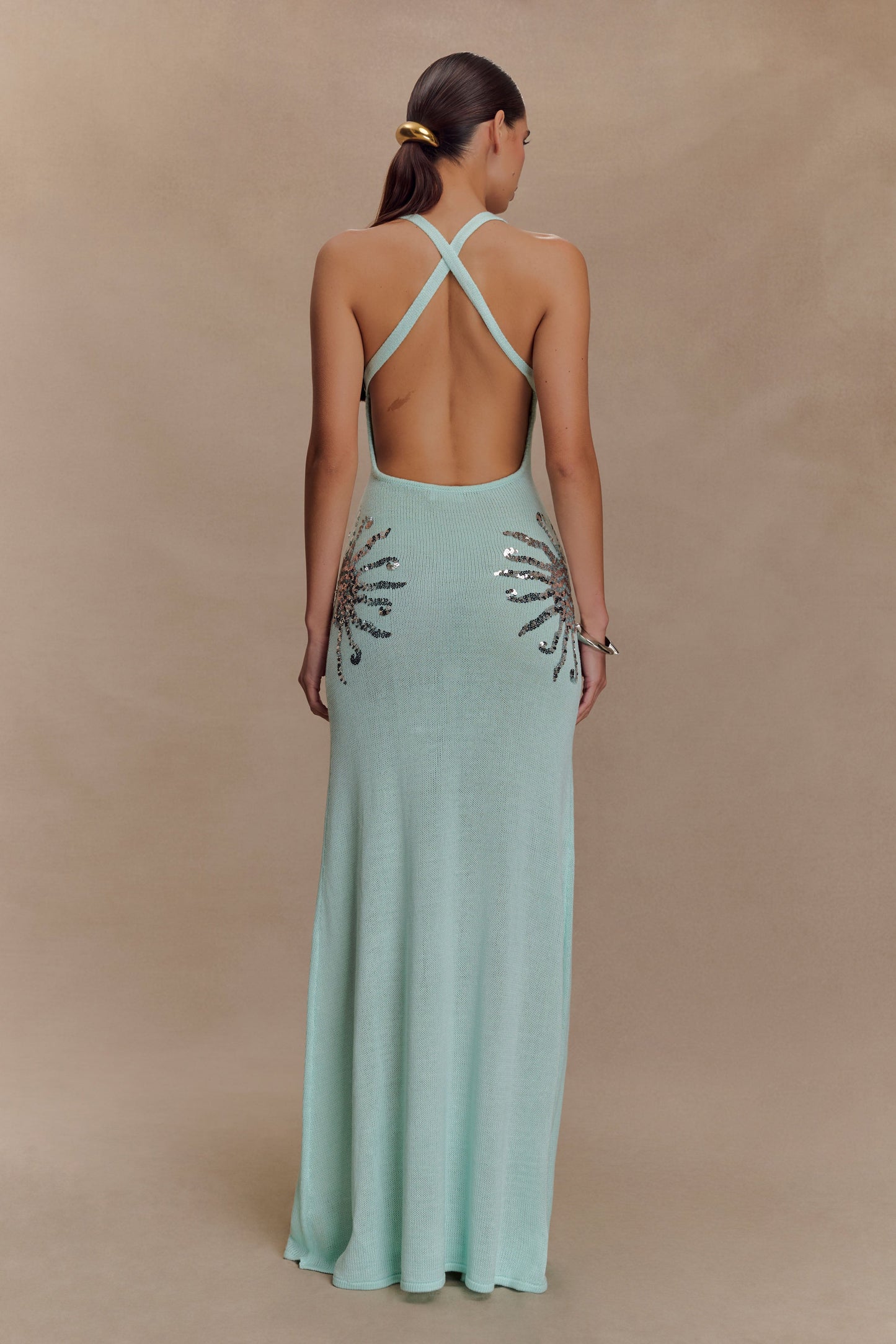 Sexy Sleeveless Halter Slim-Fit Sequined Dress