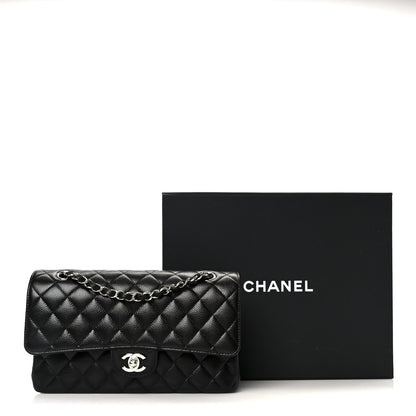 Caviar Quilted Medium Double Flap Black