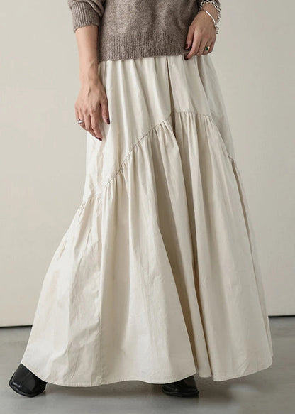 Plus Size White Exra Large Hem Patchwork Cotton Skirt Summer