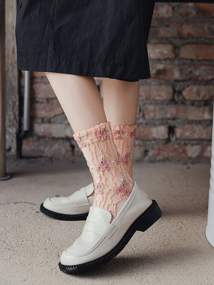 4 Pairs Women Sweet Floral Four Seasons Socks