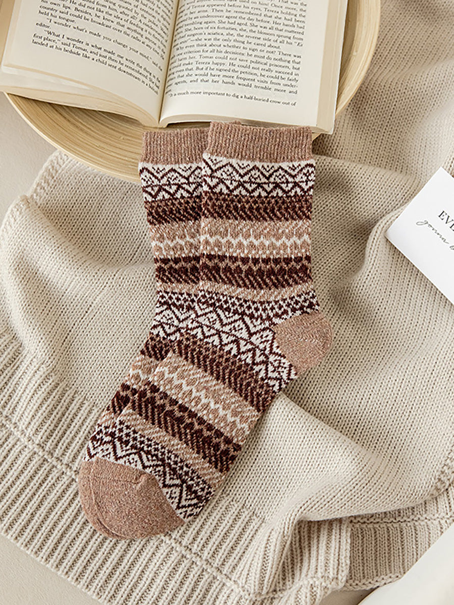 5 Pairs Women Winter Warm Wool Thickened Socks