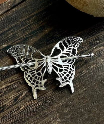 Vintage Silk Sterling Silver Hollow Out Butterfly Hairpin