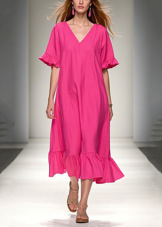 Bohemian Rose Oversized Cotton Vacation Dresses Summer