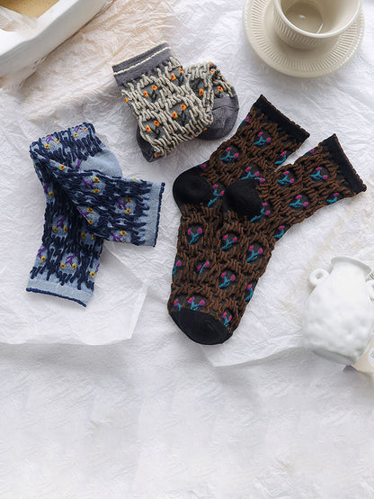 100% Cotton Preppy Style Women Socks 5 Pairs
