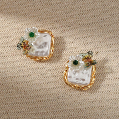 Fresh And Wild Small Butterfly Flower Earrings