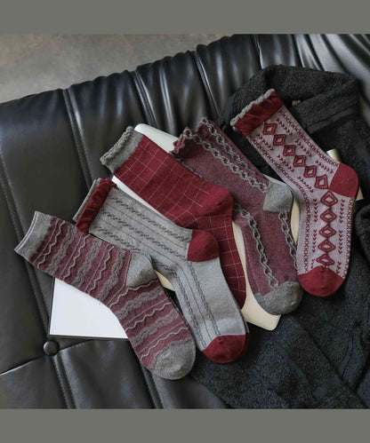 Women's Autumn Winter Jacquard Mid Calf Socks