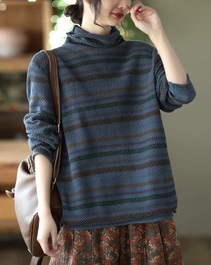 Vintage Cotton Knit Jacquard Turtleneck