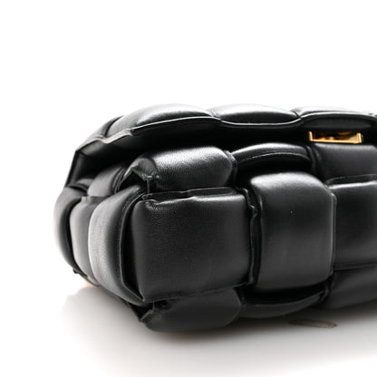 Lambskin Maxi Intreccio Padded Chain Cassette Crossbody Bag Black