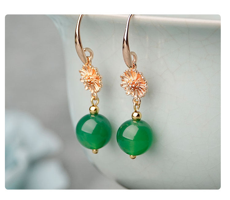 Daisy Green Onyx Earrings