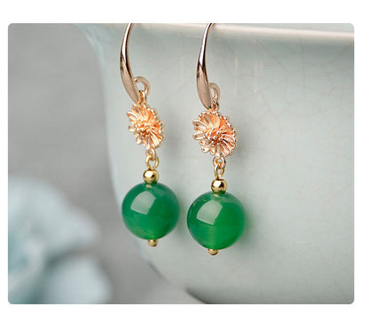 Daisy Green Onyx Earrings