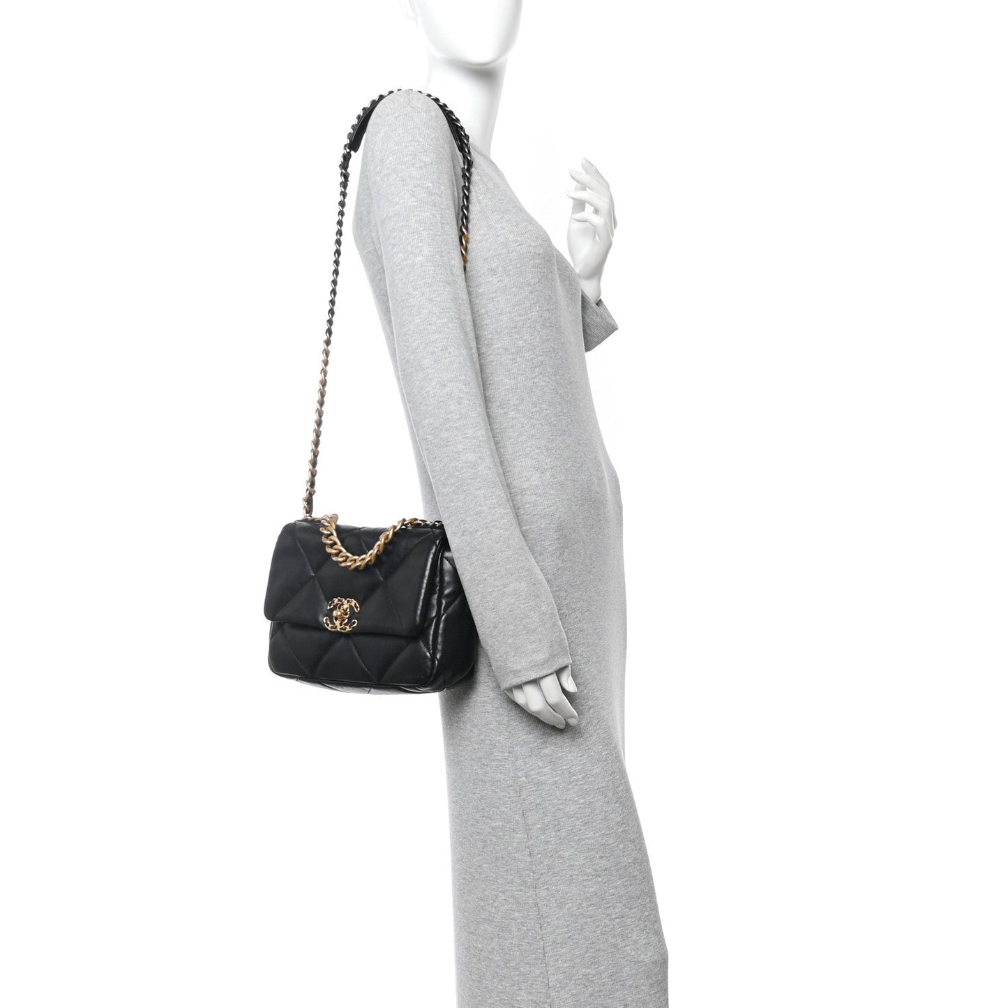 Lambskin Quilted Medium Chanel 19 Flap Black
