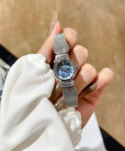 Chic Silk Stainless Steel Zircon Waterproof Reinforced Glass Watches