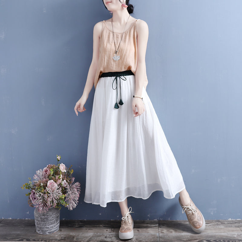 Cozy Tencel Linen Loose A-Line Skirt