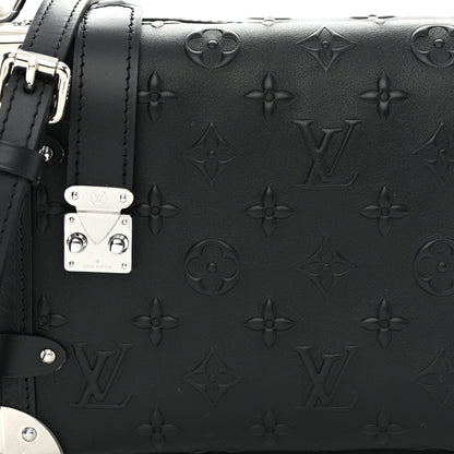 Calfskin Debossed Monogram Side Trunk Black