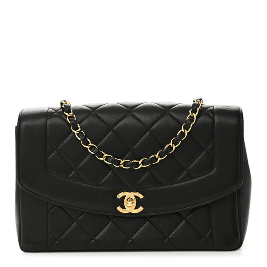 Lambskin Quilted Medium Single Flap Black