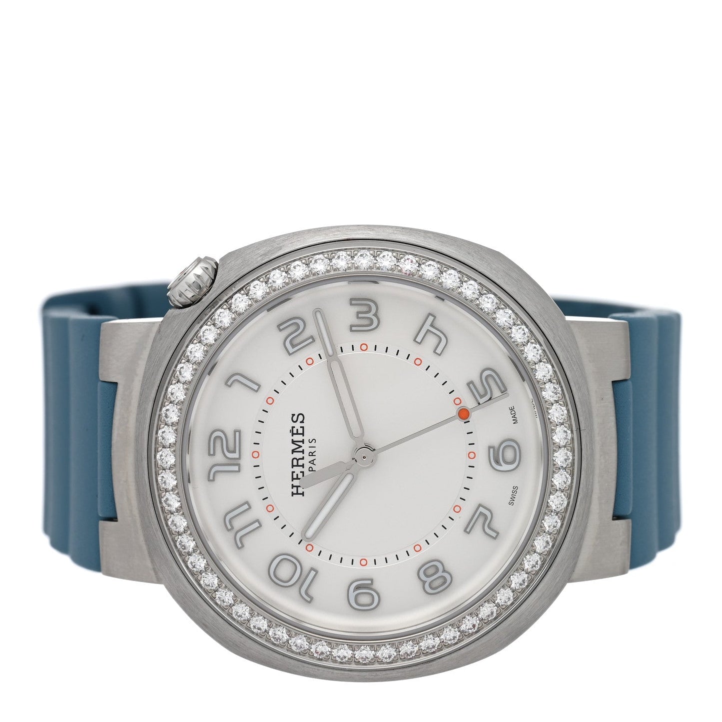 Stainless Steel Rubber Diamond Bezel 36mm Cut Automatic Watch Bleu Brume