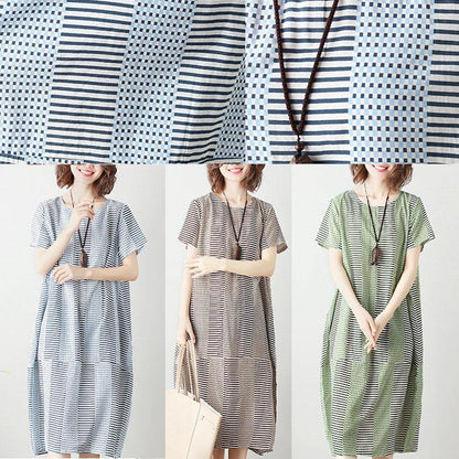 Organic patchwork Cotton tunic dress Work light green Dresses summer