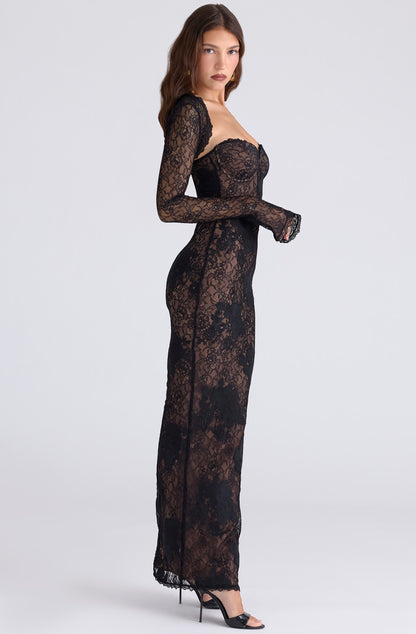 Sexy Long Sleeve Tube Top Lace Dress Two-Piece Set