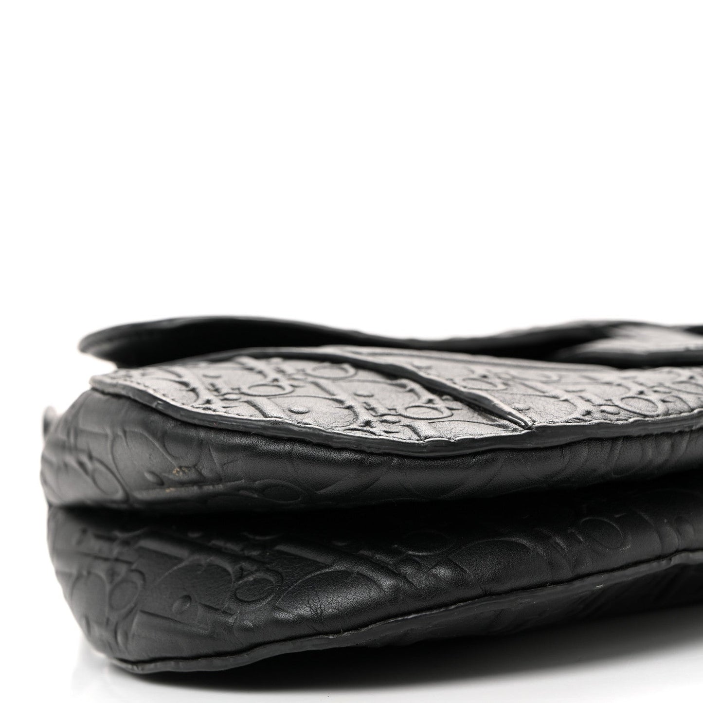 Calfskin Embossed Oblique Saddle Bag Black