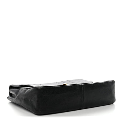 Caviar Vertical Quilted Small Single Flap Black