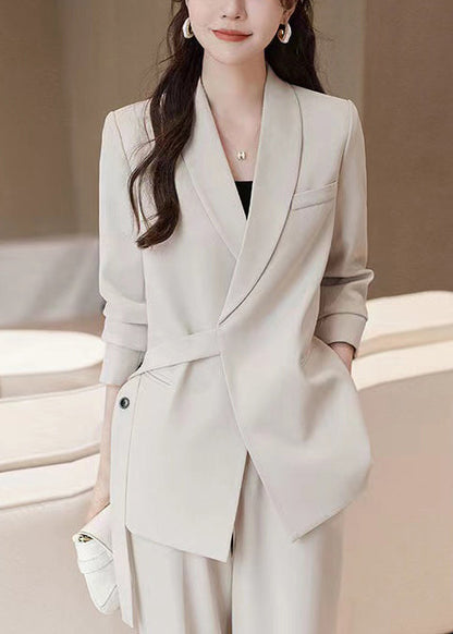 Casual White Spandex Coats Asymmetrical Spring